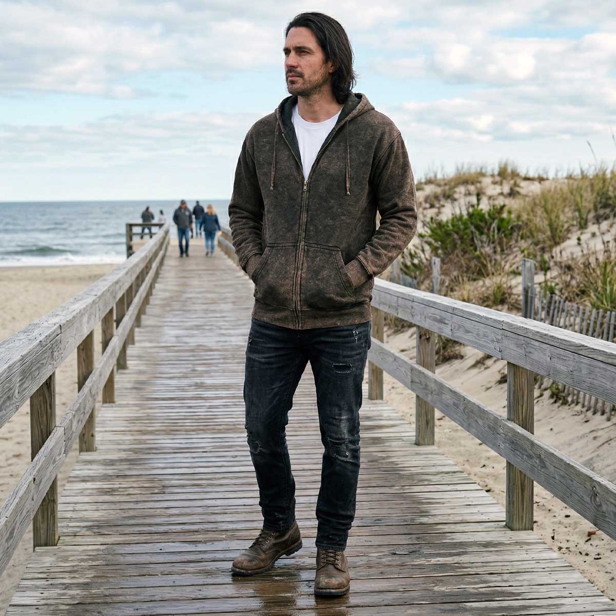 Milwaukee Leather MNG11685 Men's Dark Brown and Black Zipper Front Premium Cotton Hoodie