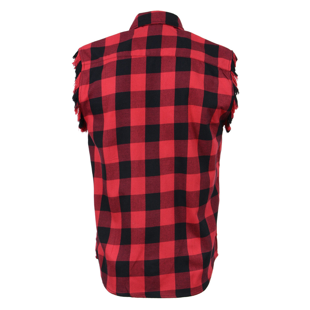 Milwaukee Leather MNG11692 Men’s Classic Black and Red Button-Down Flannel Cut Off Frayed Sleeveless Casual Shirt Milwaukee Leather MNG11692 Men’s Classic Black and Red Button-Down Flannel Cut Off Frayed Sleeveless Casual Shirt