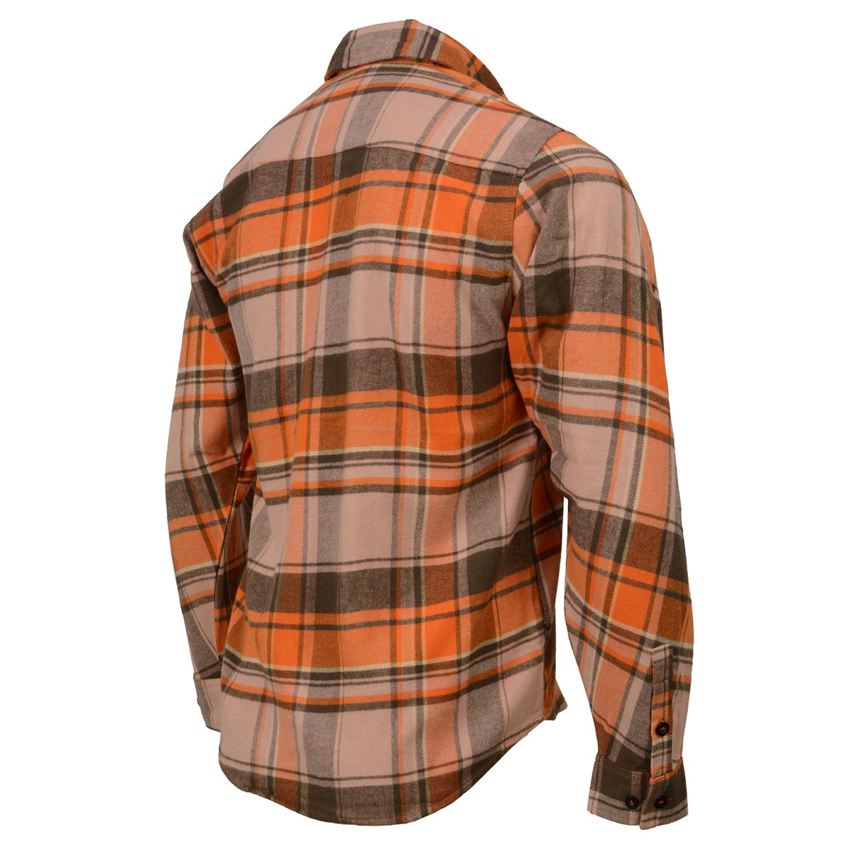 Milwaukee Leather  Men's 'Wild One' Brown/Orange Long Sleeve 10.5-Oz Heavy Duty-Cotton Flannel Shirt MNG11701