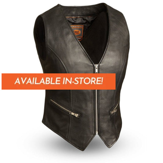 Montana Women's Motorcycle Leather Vest Women's Leather Vest First Manufacturing Company XS Black 