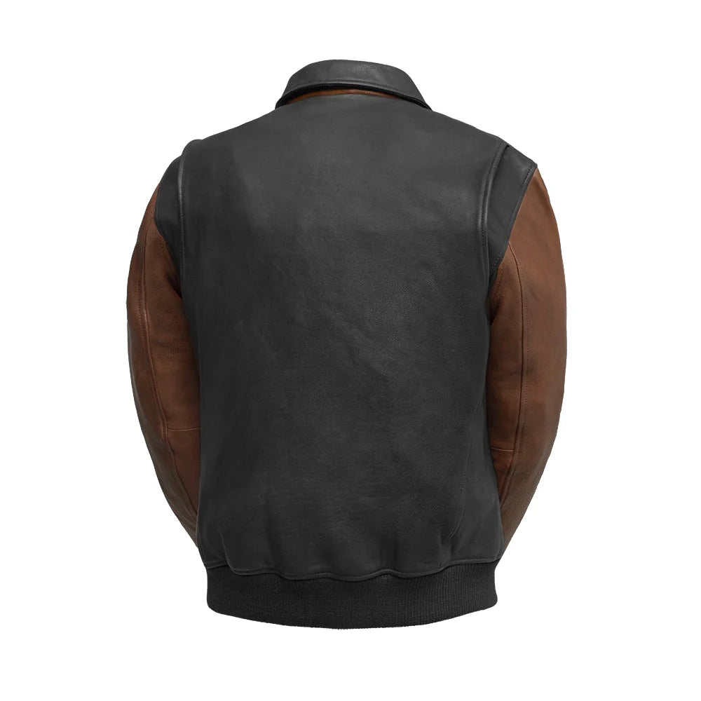 Moto Bomber Two Tone - Men's Leather Jacket Men's Bomber Jacket First Manufacturing Company   