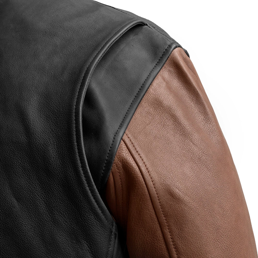 Moto Bomber Two Tone - Men's Leather Jacket Men's Bomber Jacket First Manufacturing Company   