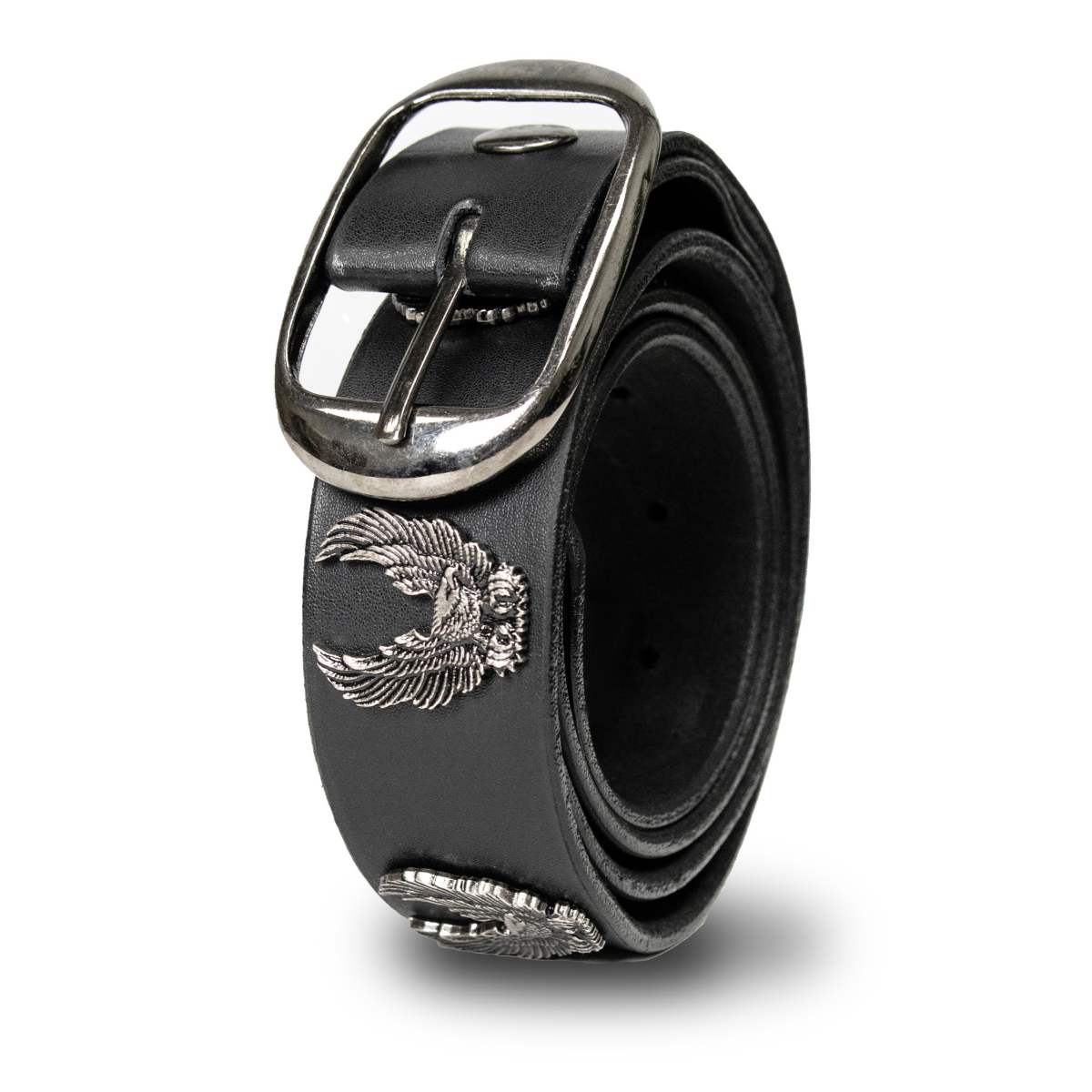 Milwaukee Leather Men's Liberty Talon Black Leather Belt with USA Eagle Emblems - 1.5 Inch Biker Belt - MP7113