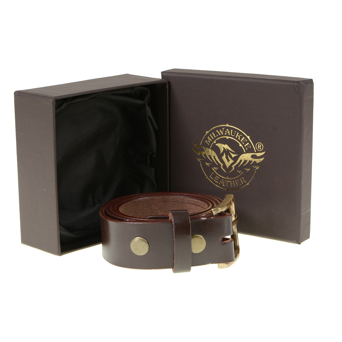 Milwaukee Leather MP7115 Men's Light Brown Genuine Leather Belt with Interchangeable Buckle - 1.5 inches Wide