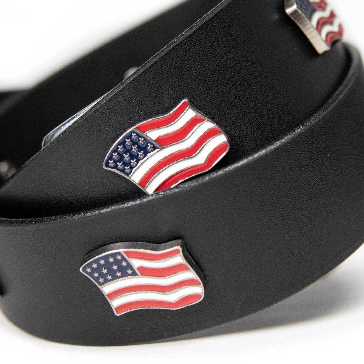 Milwaukee Leather Men's Freedom Line Black Leather Belt with USA Flag Emblems - 1.5 Inch - MPM7140