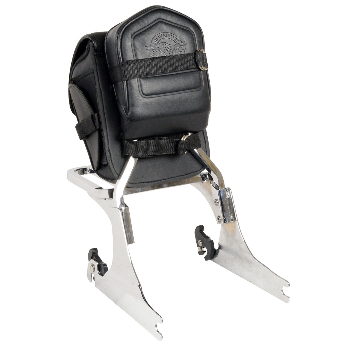 Milwaukee Leather MP8110 Small Black PVC Motorcycle Cruiser Style Turn Clasp/Zipper Sissy Bar Bag