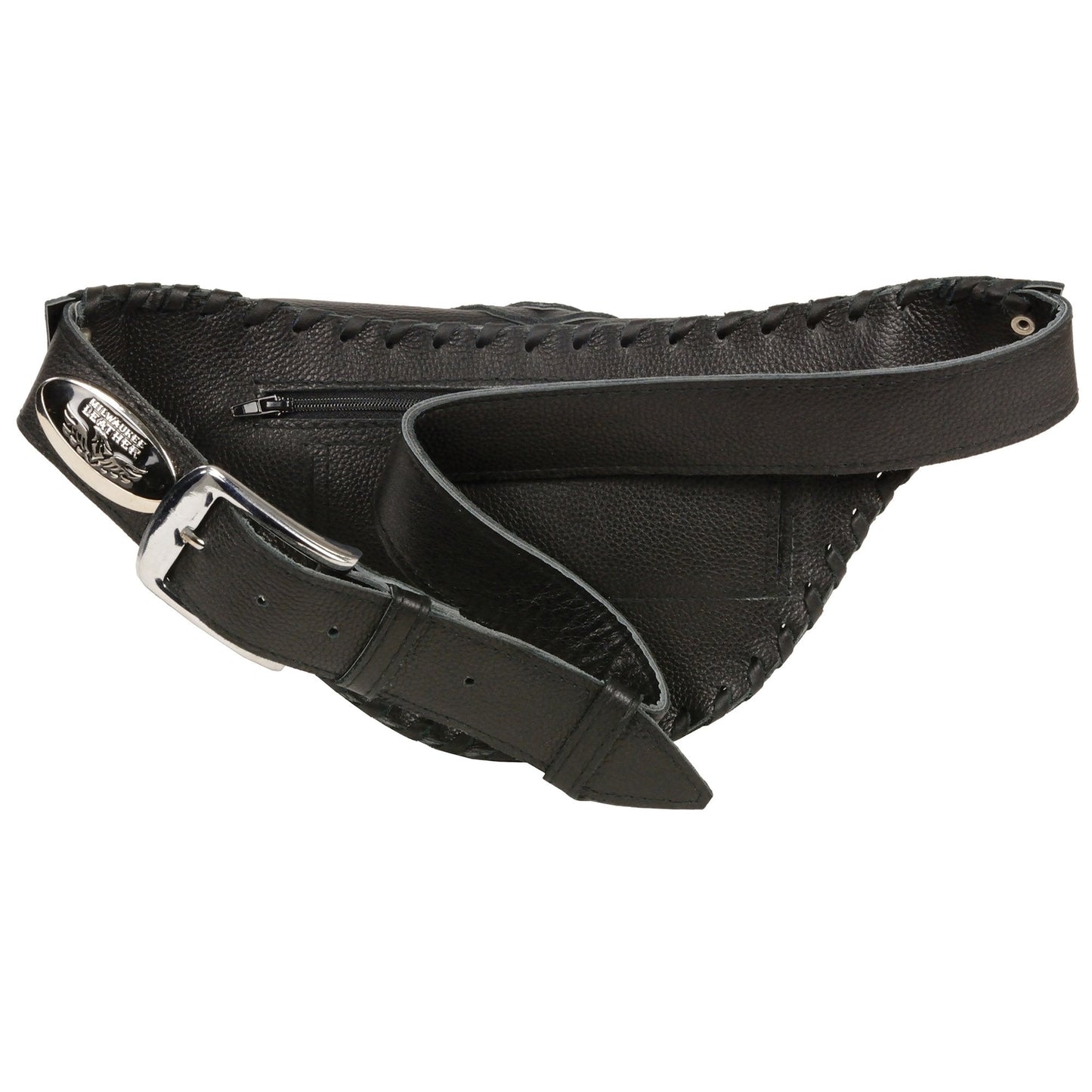 Milwaukee Leather MP8835 Women's Black Lather 'Braided' Hip Belt Bag