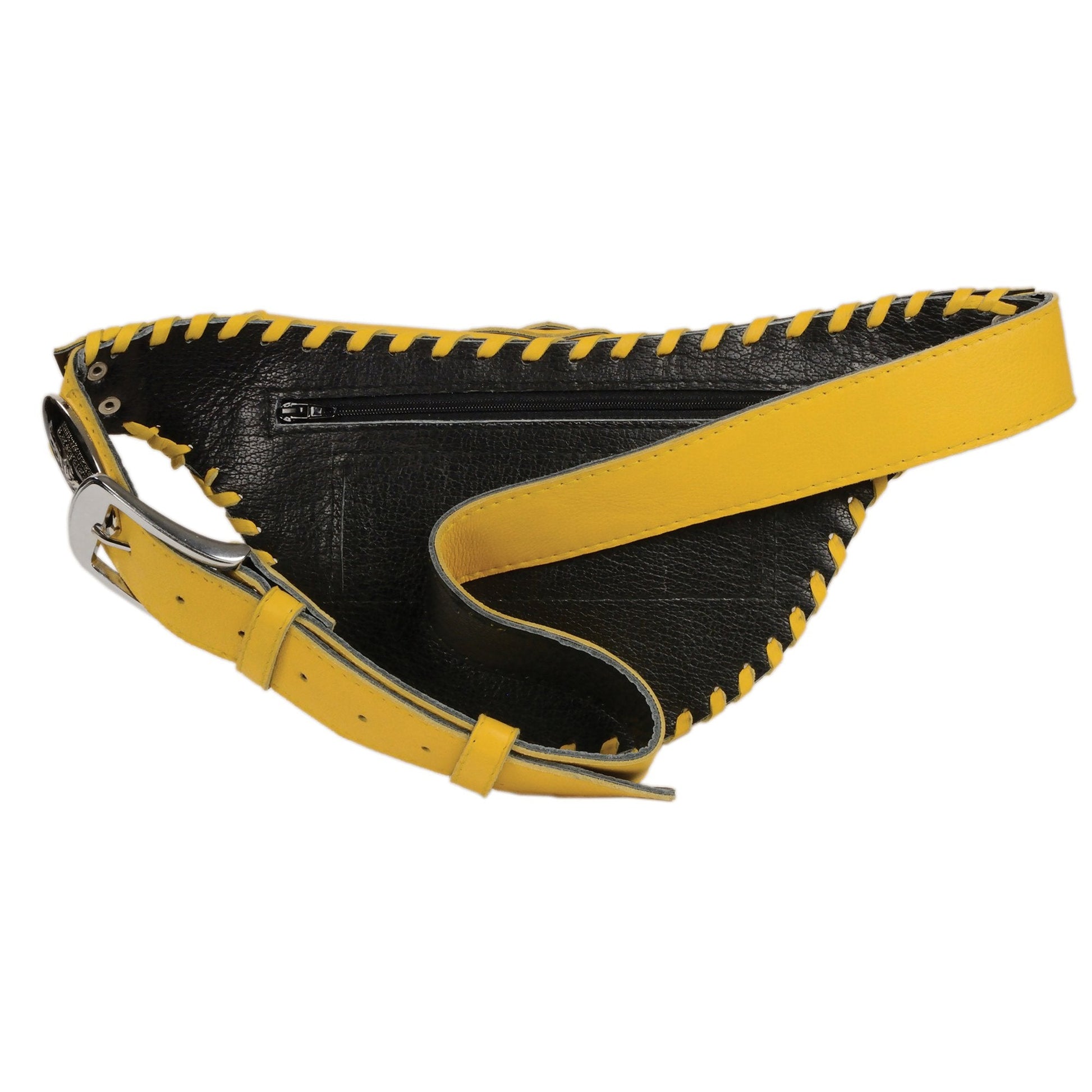 Milwaukee Leather MP8835 Women's Yellow Leather 'Braided' Hip Belt Bag