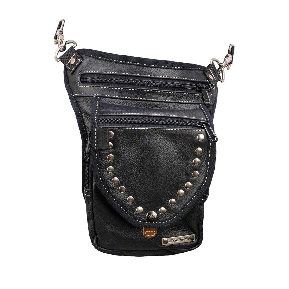 Milwaukee Leather MP8882 Black Conceal and Carry Leather Thigh Bag with Waist Belt