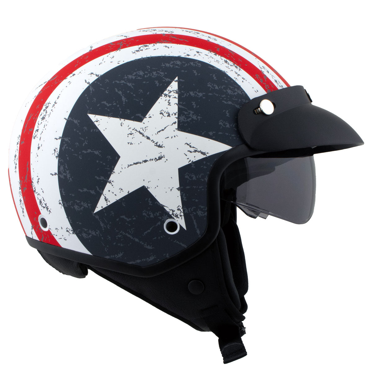 Milwaukee Helmets MPH9701DOT 'Maverick' 3/4 Open Face Stars and Stripes Motorcycle Helmet for Men and Women Biker