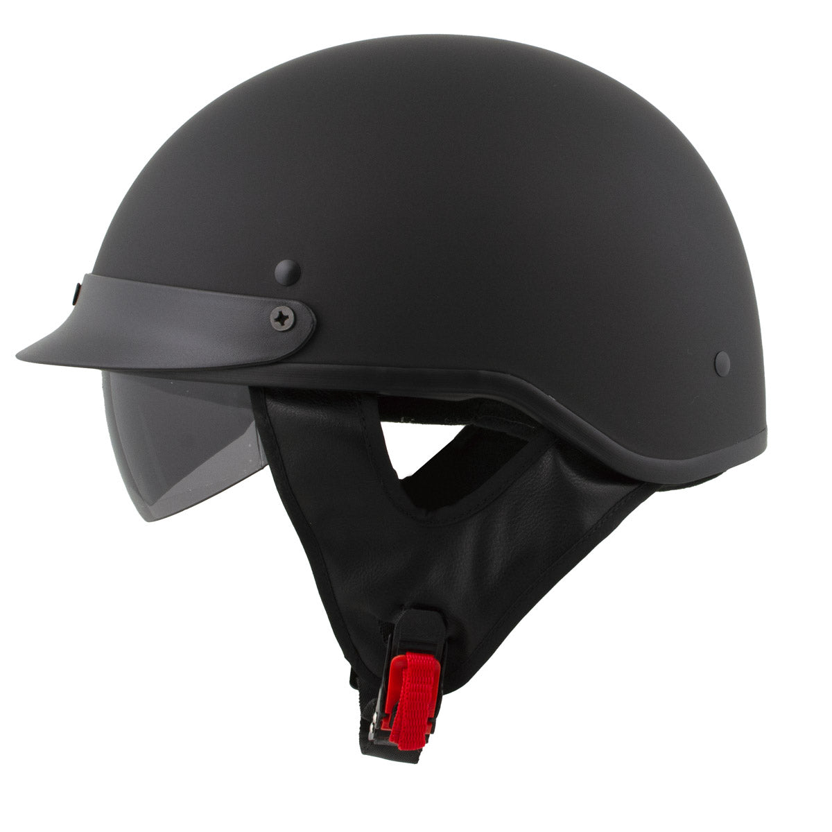 Milwaukee Helmets MPH9718DOT 'Momentum' DOT Matte Black Half Face Motorcycle Helmet for Men and Women Biker w/ Drop Down Visor