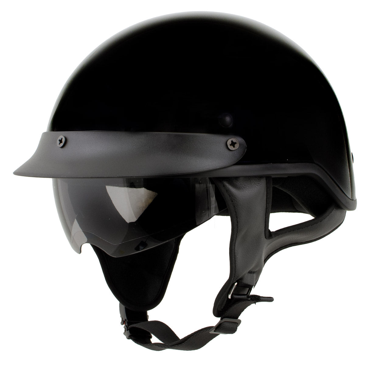 Milwaukee Helmets MPH9719DOT 'Momentum' DOT Black Half Face Motorcycle Helmet for Men and Women Biker w/ Drop Down Visor