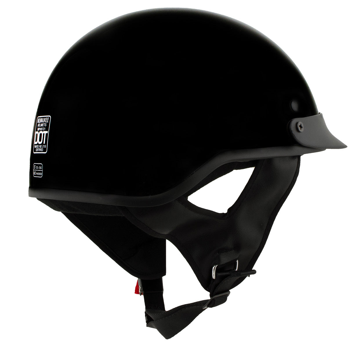 Milwaukee Helmets MPH9719DOT 'Momentum' DOT Black Half Face Motorcycle Helmet for Men and Women Biker w/ Drop Down Visor