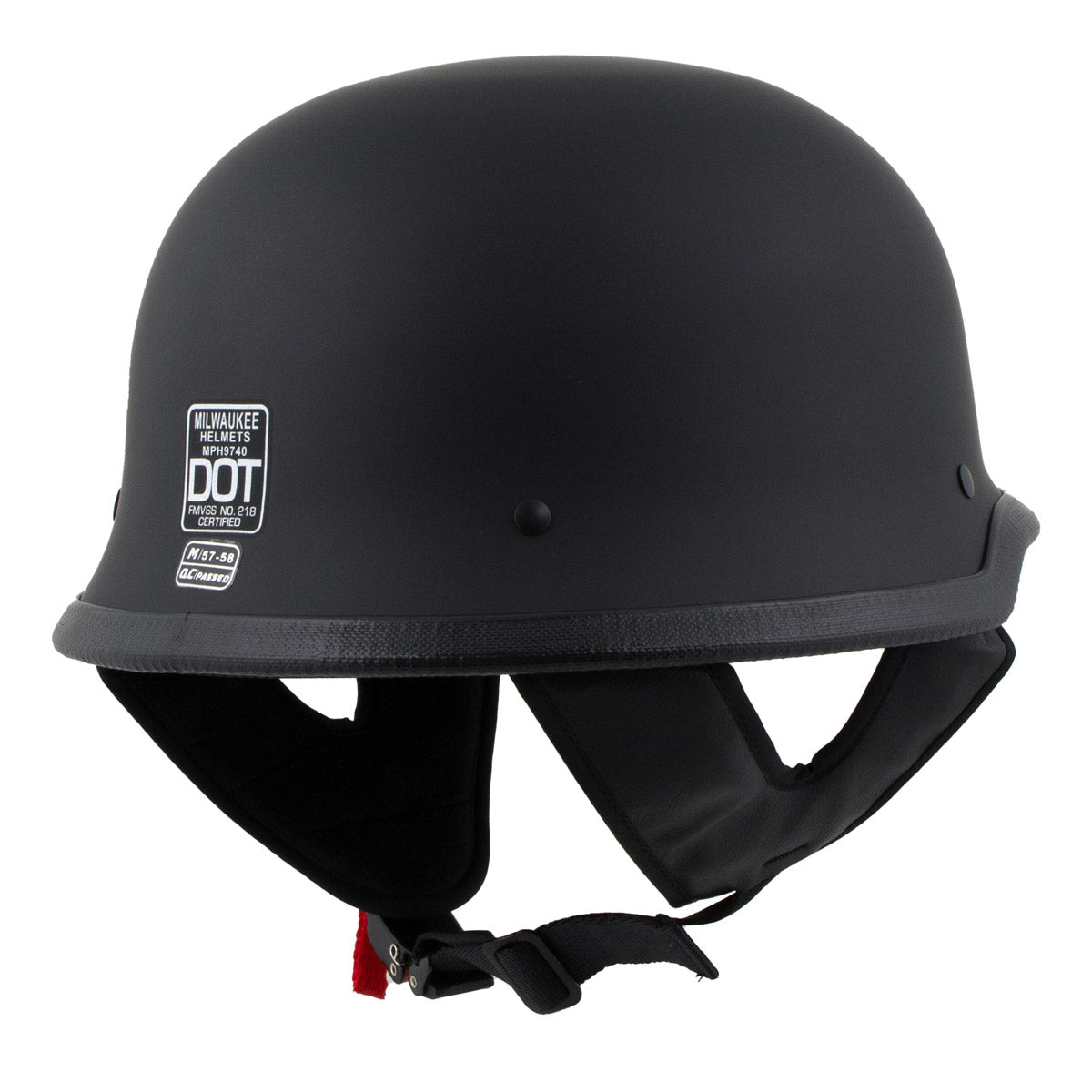 Milwaukee Helmets MPH9740DOT 'Motorrad' DOT German Style Matte Black Half Face Motorcycle Helmet for Men and Women Biker