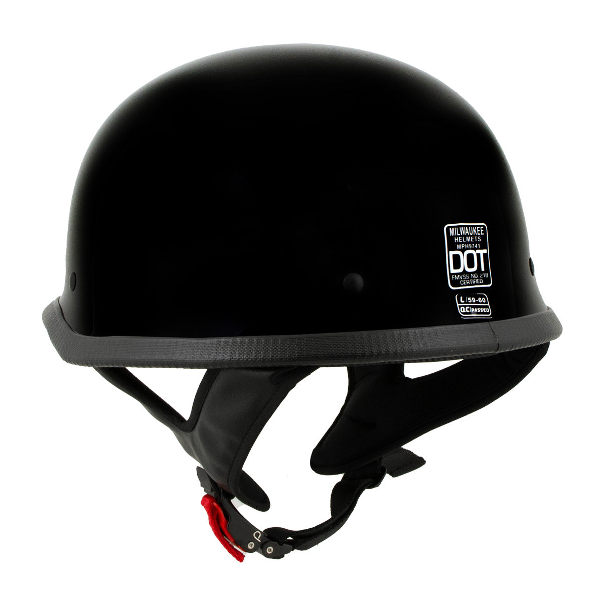 flat bill motorcycle helmet dot approved Milwaukee Helmets MPH9741DOT Motorrad DOT German Style Gloss Black Half Face Motorcycle Helmet Biker