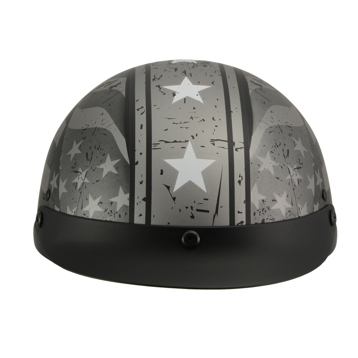 Milwaukee Helmets MPH9871N Novelty Vintage Grey Stars and Stripes Silver Grey Half Helmet