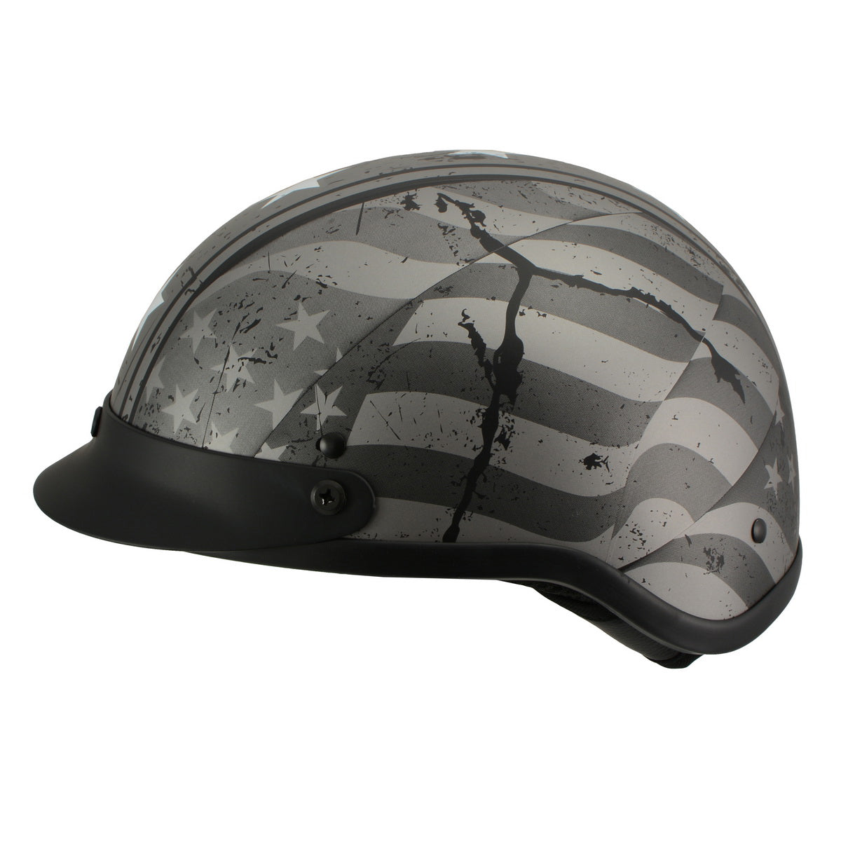Milwaukee Helmets MPH9871N Novelty Vintage Grey Stars and Stripes Silver Grey Half Helmet
