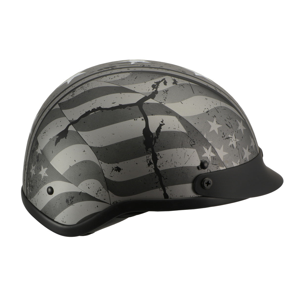 Milwaukee Helmets MPH9871N Novelty Vintage Grey Stars and Stripes Silver Grey Half Helmet