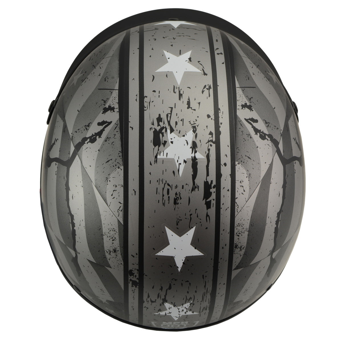 Milwaukee Helmets MPH9871N Novelty Vintage Grey Stars and Stripes Silver Grey Half Helmet