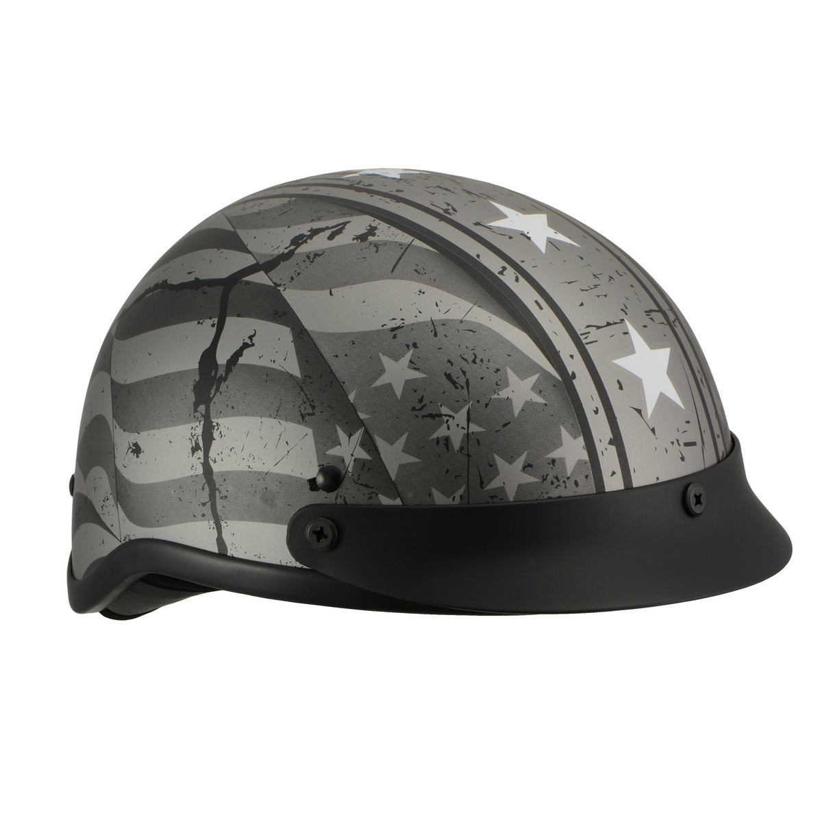 Milwaukee Helmets MPH9871N Novelty Vintage Grey Stars and Stripes Silver Grey Half Helmet