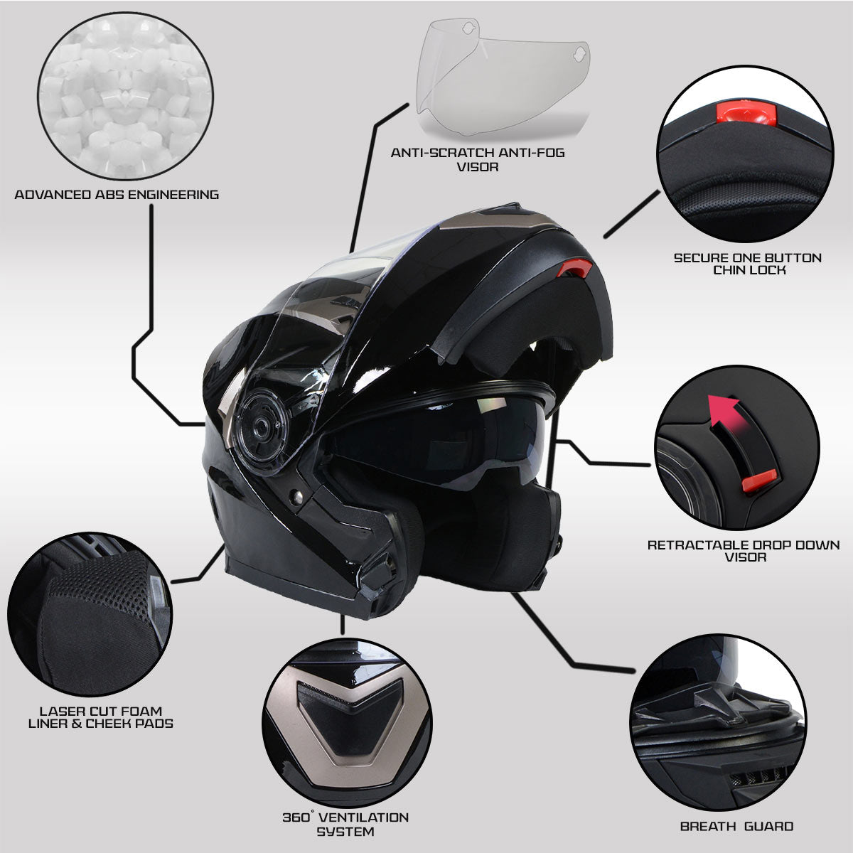 cheapest modular motorcycle helmets Milwaukee Helmets MPH9806DOT Ionized Gloss Black Advanced Motorcycle Modular Helmet Biker w/ Drop Down Visor