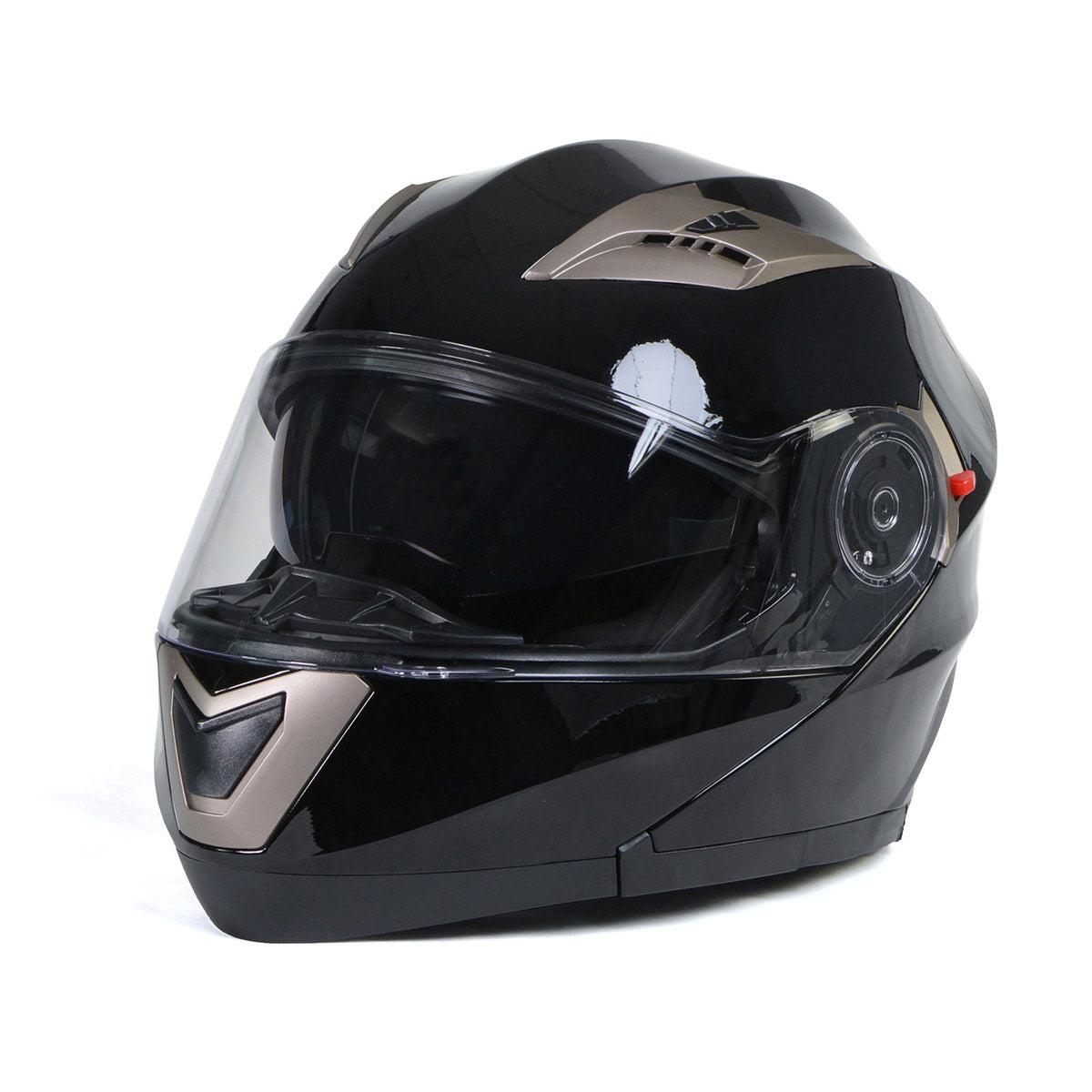 Milwaukee Helmets MPH9806DOT 'Ionized' Gloss Black Advanced Motorcycle Modular Helmet for Men and Women Biker w/ Drop Down Visor