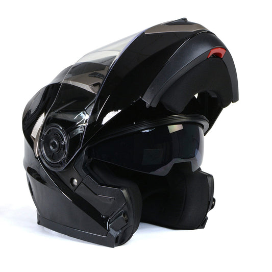 Milwaukee Helmets MPH9806DOT 'Ionized' Gloss Black Advanced Motorcycle Modular Helmet for Men and Women Biker w/ Drop Down Visor