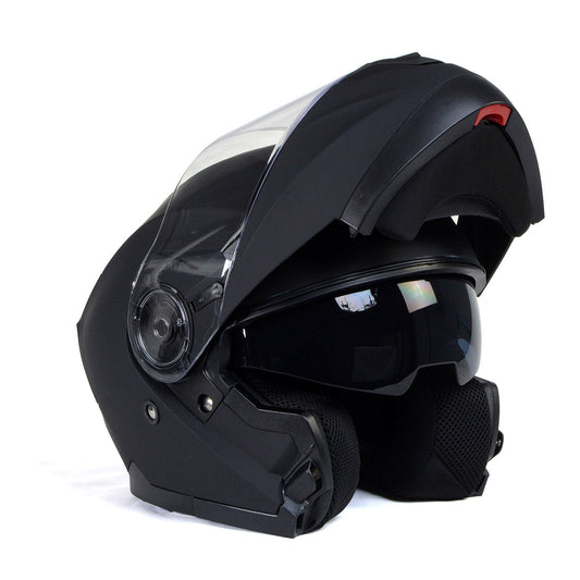 Milwaukee Helmets MPH9814DOT 'Breeze' Flat Black Advanced Motorcycle Modular Helmet for Men and Women Biker w/ Drop Down Visor