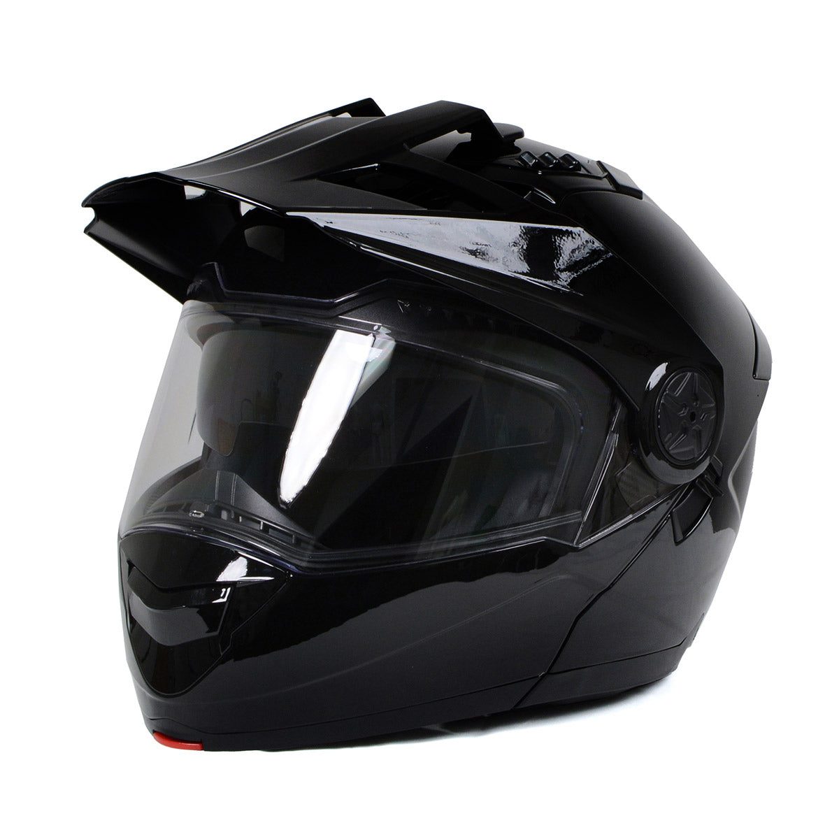 Milwaukee Helmets MPH9821DOT Gloss Black 'Ominous' Dual Sport Advanced Motorcycle Modular Helmet for Men and Women Biker