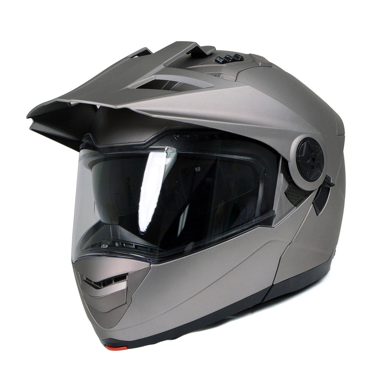 Milwaukee Helmets MPH9822DOT Silver 'Ominous' Dual Sport Advanced Motorcycle Modular Helmet for Men and Women Biker