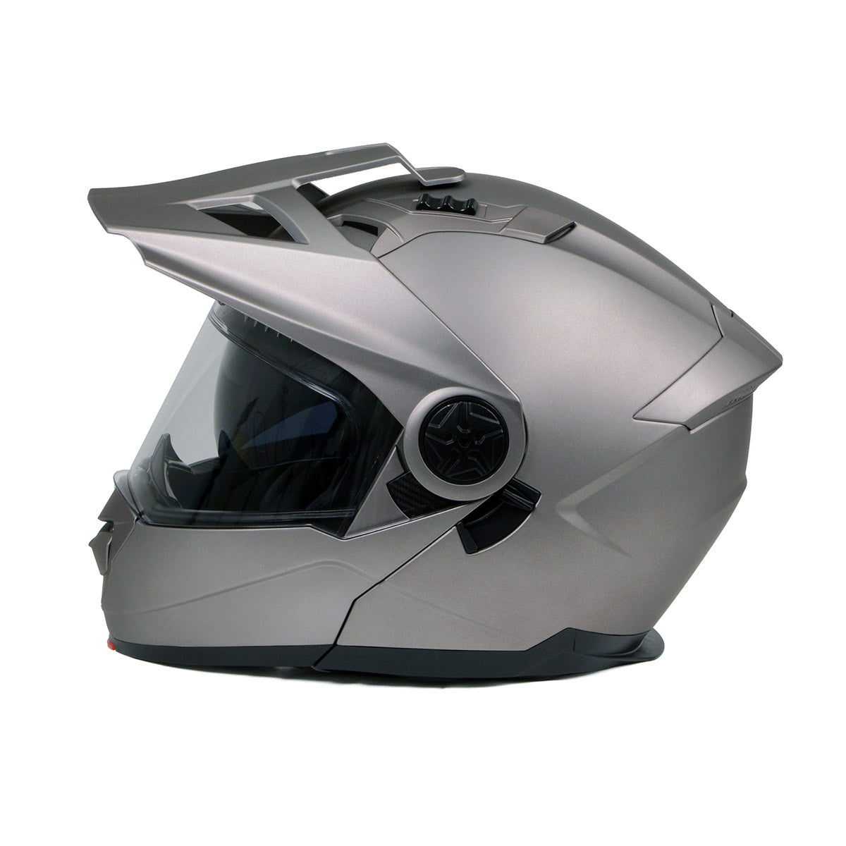 Milwaukee Helmets MPH9822DOT Silver 'Ominous' Dual Sport Advanced Motorcycle Modular Helmet for Men and Women Biker