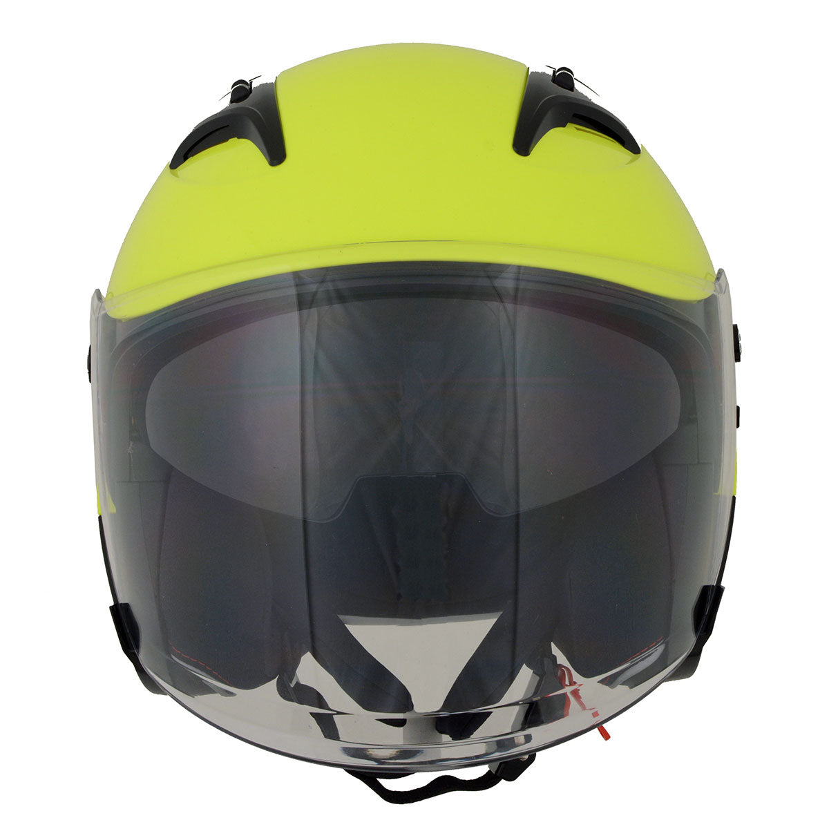 Milwaukee Helmets MPH9823DOT 'Shift' Open Face 3/4 Neon Yellow Helmet for Men and Women Biker with Drop Down Tinted Visor