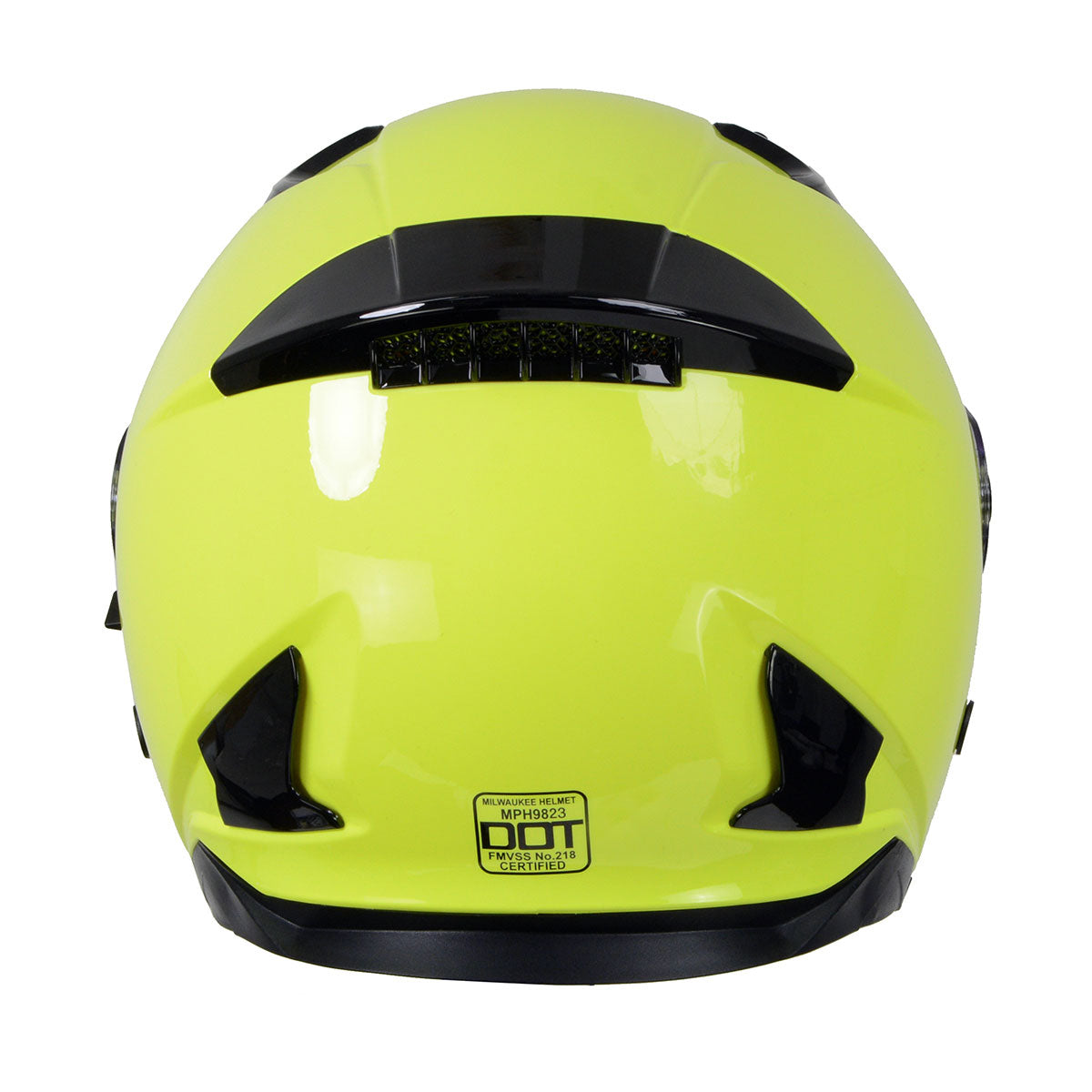 Milwaukee Helmets MPH9823DOT Shift Open Face 3/4 Neon Yellow Helmet Biker w/ Drop Down Visor Neon Yellow / Large