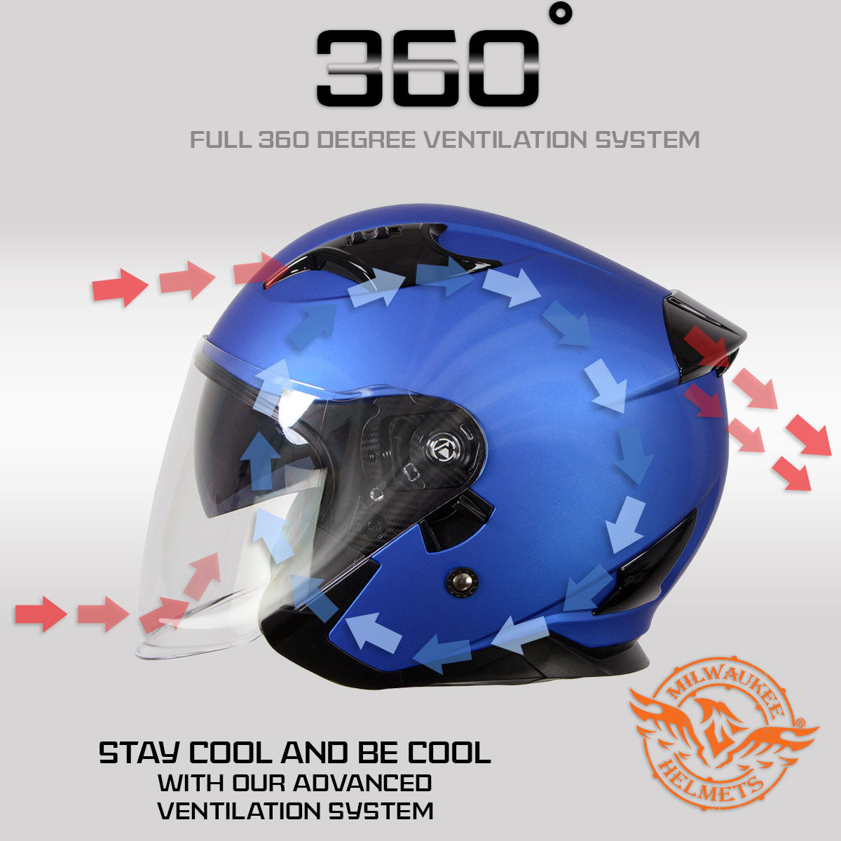 Milwaukee Helmets MPH9825DOT 'Shift' Open Face 3/4 Blue Helmet for Men and Women Biker with Drop Down Tinted Visor Large Milwaukee Helmets MPH9825DOT 'Shift' Open Face 3/4 Blue Helmet for Men and Women Biker with Drop Down Tinted Visor Large