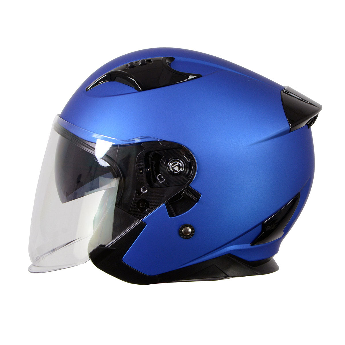 Milwaukee Helmets MPH9823DOT 'Shift' Open Face 3/4 Blue Helmet for Men and Women Biker with Drop Down Tinted Visor