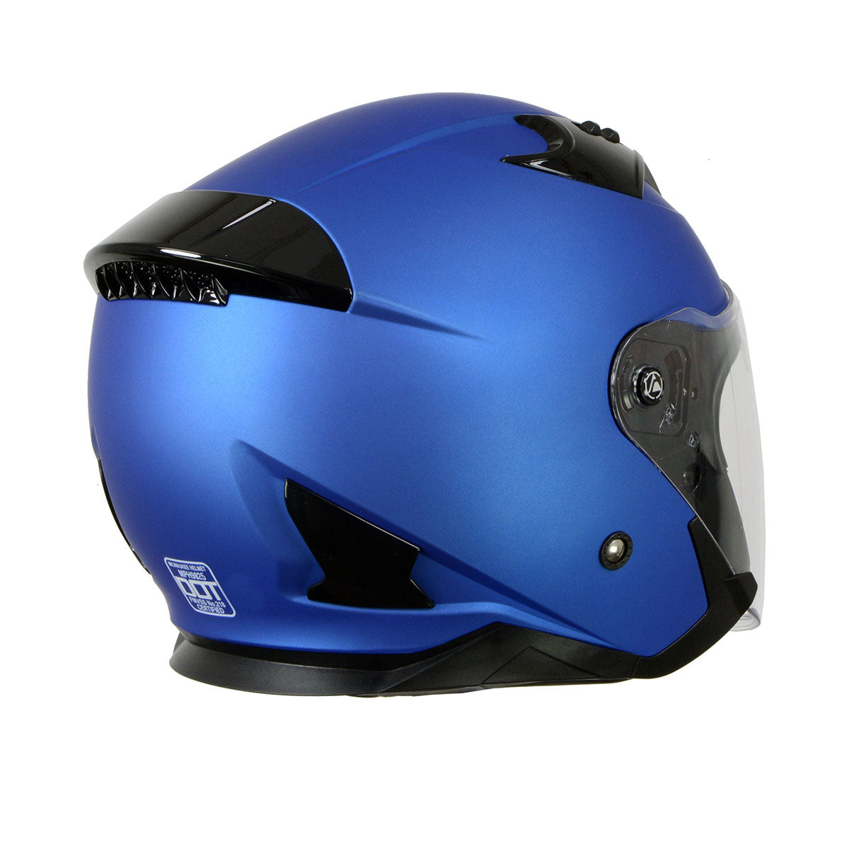 Milwaukee Helmets MPH9823DOT 'Shift' Open Face 3/4 Blue Helmet for Men and Women Biker with Drop Down Tinted Visor