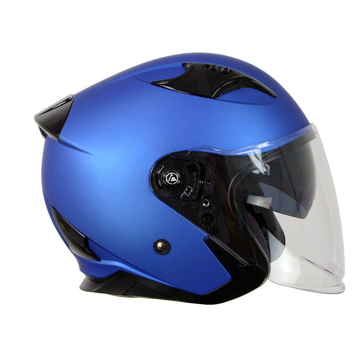 Milwaukee Helmets MPH9823DOT 'Shift' Open Face 3/4 Blue Helmet for Men and Women Biker with Drop Down Tinted Visor