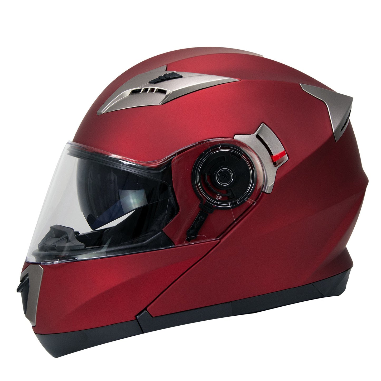 Milwaukee Helmets MPH9826DOT 'Ionized' Flat Red Advanced Motorcycle Modular Helmet w/ Drop Down Visor