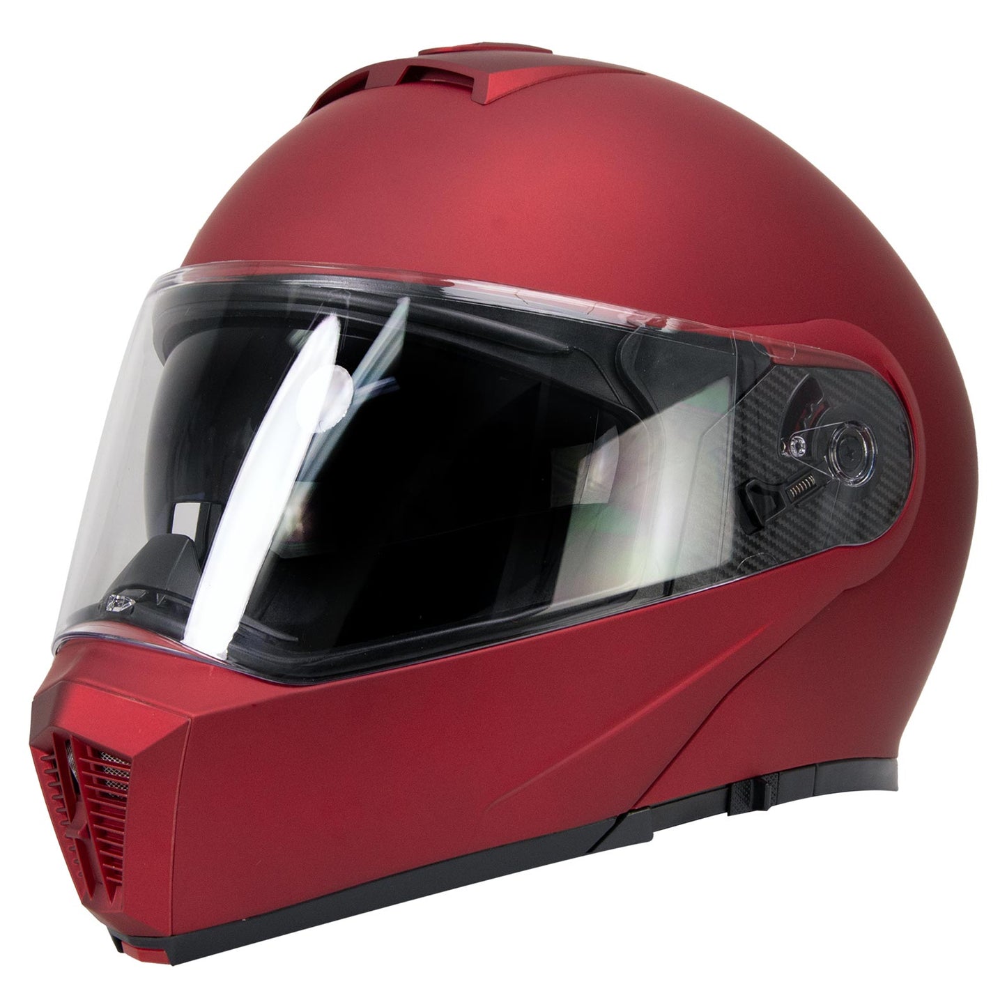 Milwaukee Helmets MPH9827DOT 'Cypher' Flat Red Advanced Motorcycle Modular Helmet w/ Drop Down Visor