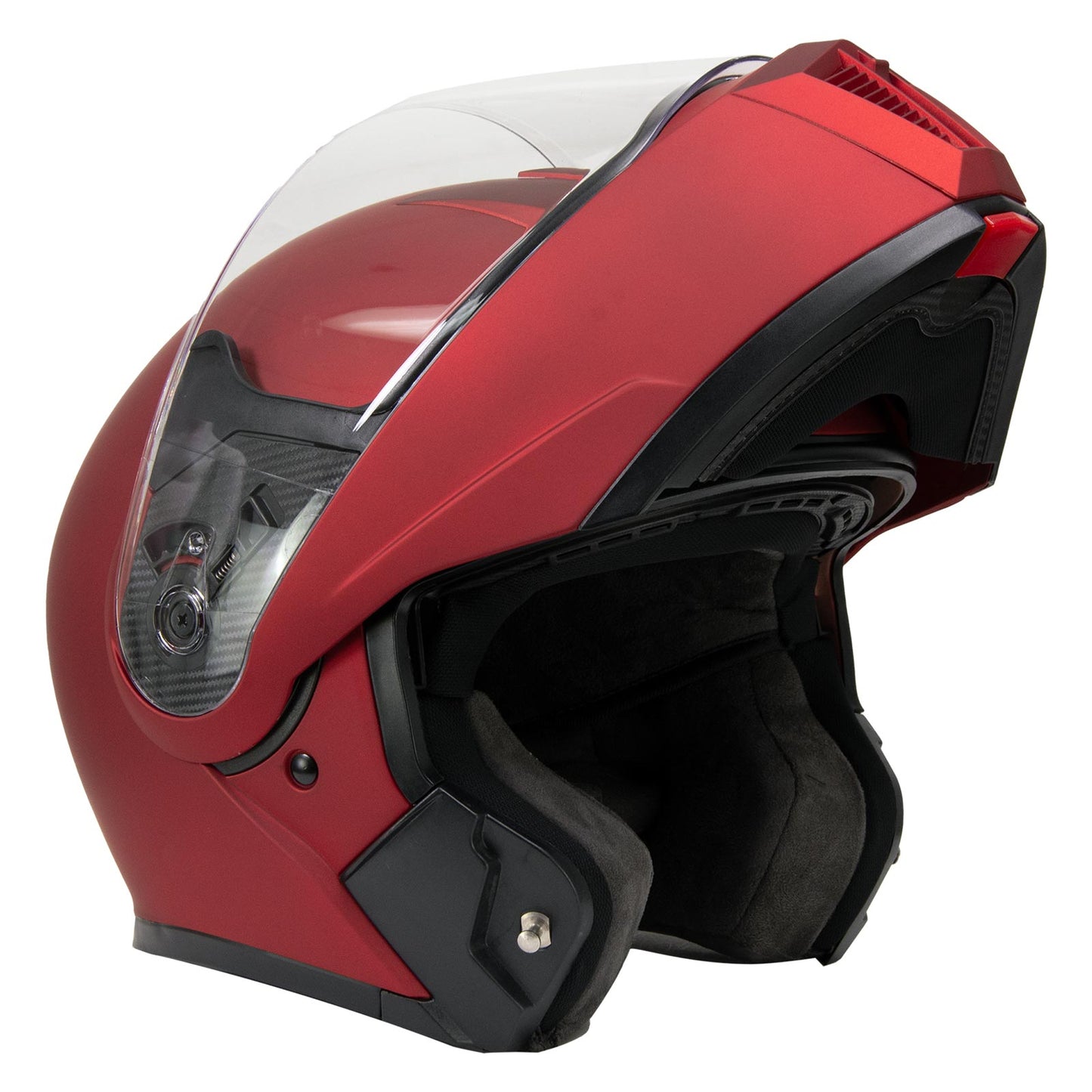 Milwaukee Helmets MPH9827DOT 'Cypher' Flat Red Advanced Motorcycle Modular Helmet w/ Drop Down Visor