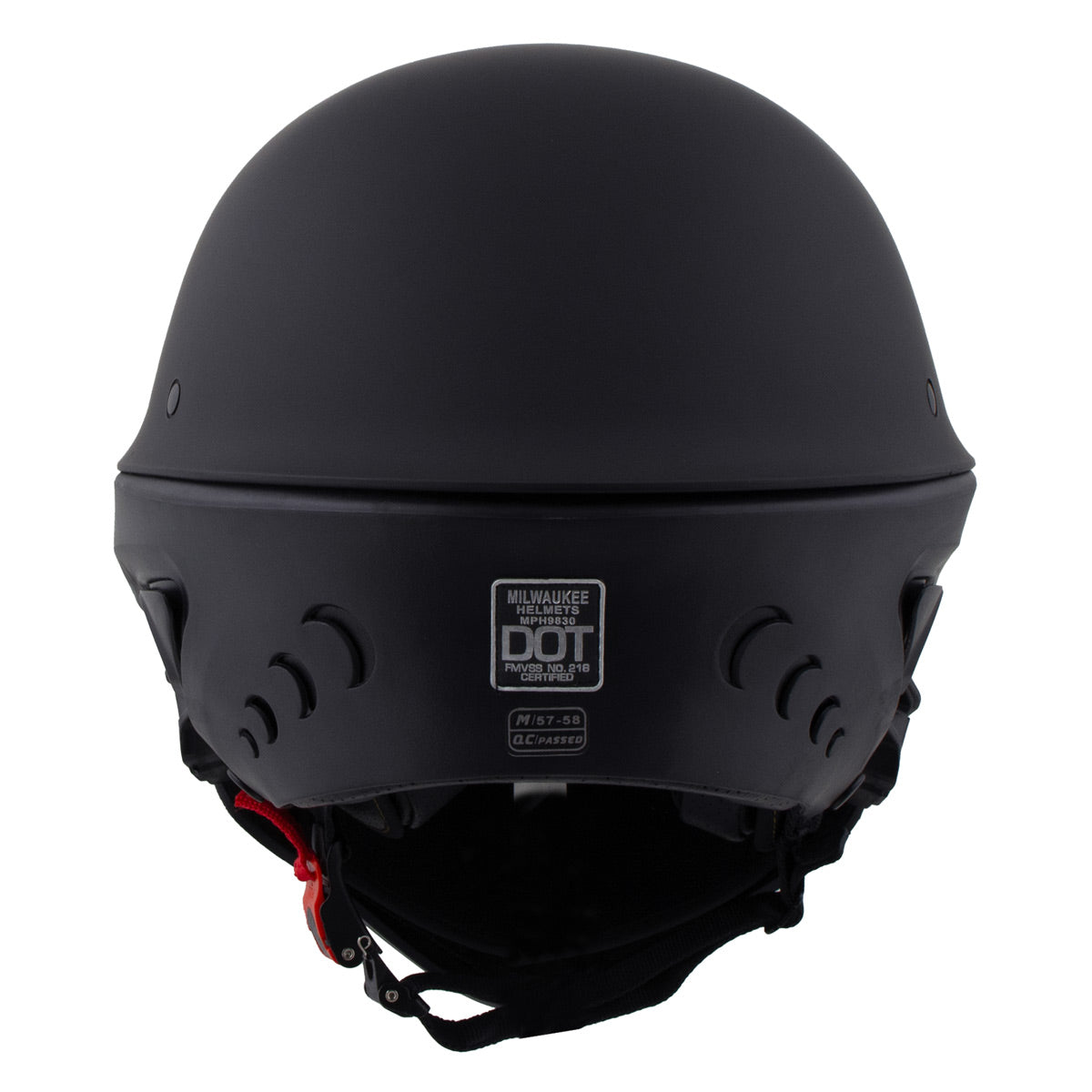adjustable half helmet bell Milwaukee Helmets MPH9830DOT Rascal 3/4 Open Face Flat Black 2 in 1 Motorcycle Helmet Biker