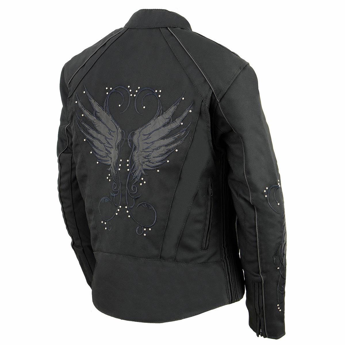 Milwaukee Leather SH1954 Women's Black Textile Jacket with Stud
