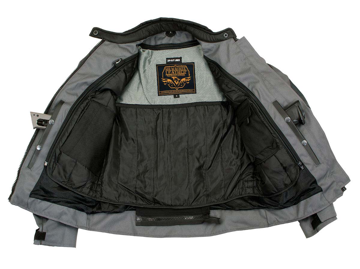 Milwaukee Leather Women's Shade Black/Grey Textile Motorcycle Jacket w/ CE Armor - MPL22707
