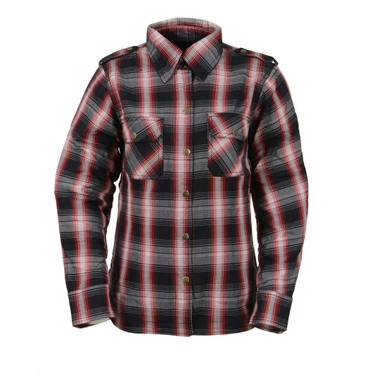 Milwaukee Leather MPL2604 Women’s Ember CE Armored Plaid Flannel Biker Shirt - Reinforced w/ Aramid Fiber