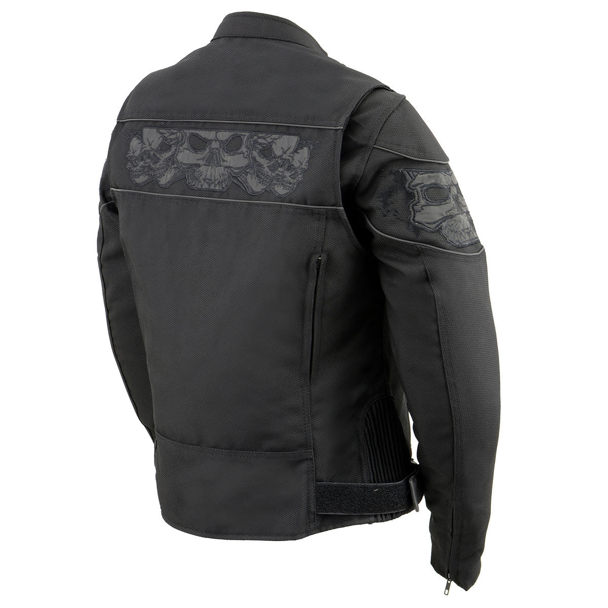 Milwaukee Leather MPL2730 Women's Black Crossover Textile Scooter Jacket with Reflective Skulls