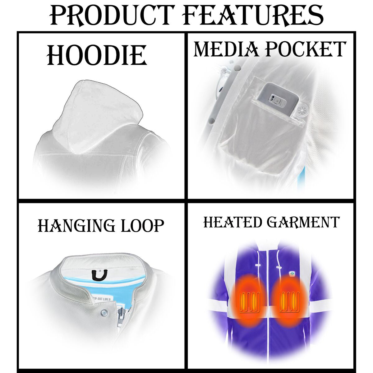 Nexgen Heat MPL2767SET Women's Black 'Heated' Soft Shell Jacket with Detachable Hood for Riding Hiking Winter Outdoor Activities