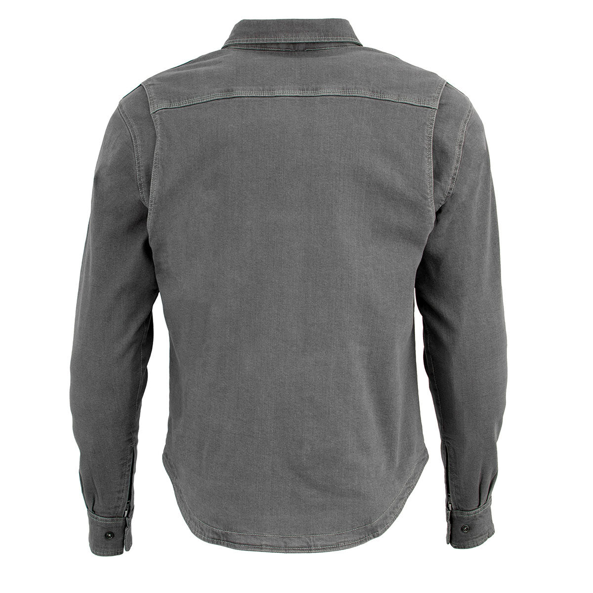 Milwaukee Leather MPM1621 Men's Grey Flannel Biker Shirt with CE Approved Armor - Reinforced w/ Aramid Fibers