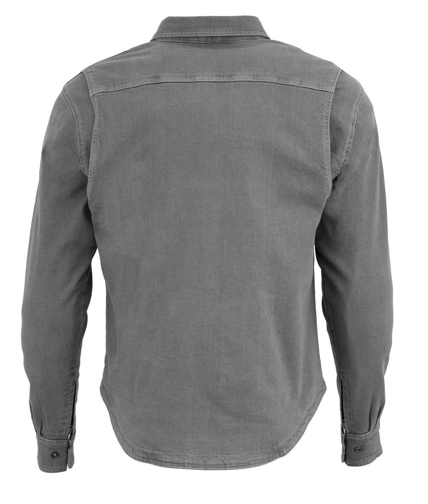 Milwaukee Leather MPM1621 Men's Grey CE Armored Long Sleeve Motorcycle Riders Shirt w/ Reinforced w/ Aramid Fibers