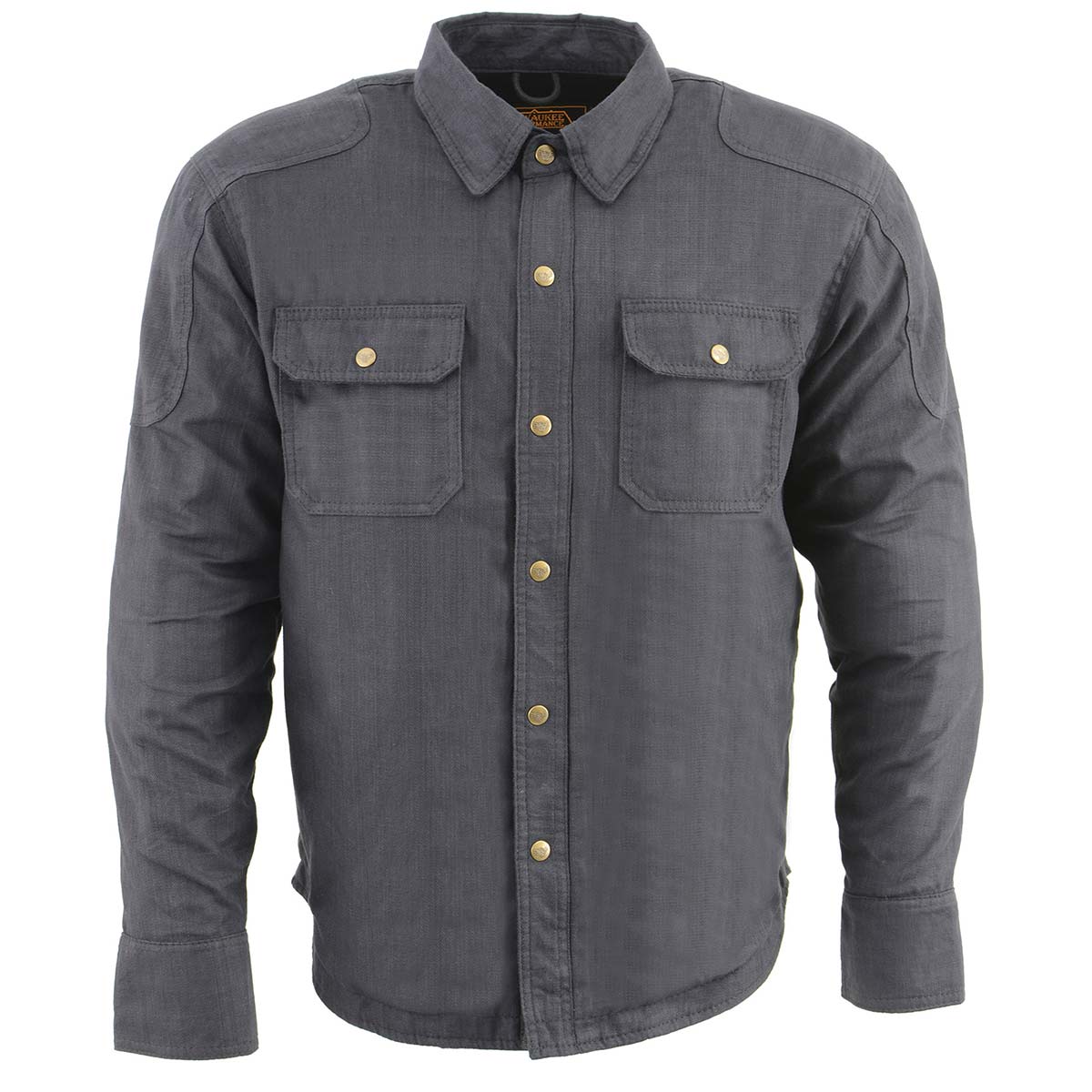 Milwaukee Leather MPM1622 Men's Black Waxy CE Armored Denim Long Sleeve Shirt Reinforced w/ Aramid Fibers