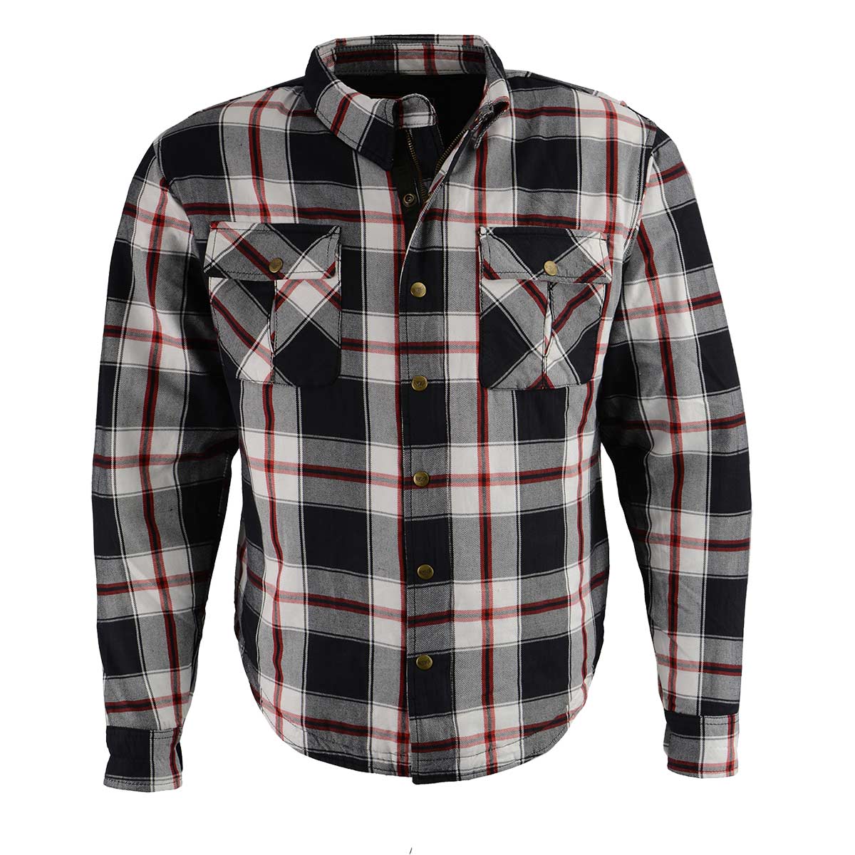 Milwaukee Leather MPM1625 Men's Plaid Flannel Biker Shirt with CE Approved Armor - Reinforced w/ Aramid Fibers